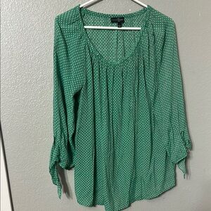 Fred David Green and White Polka Dot Tunic